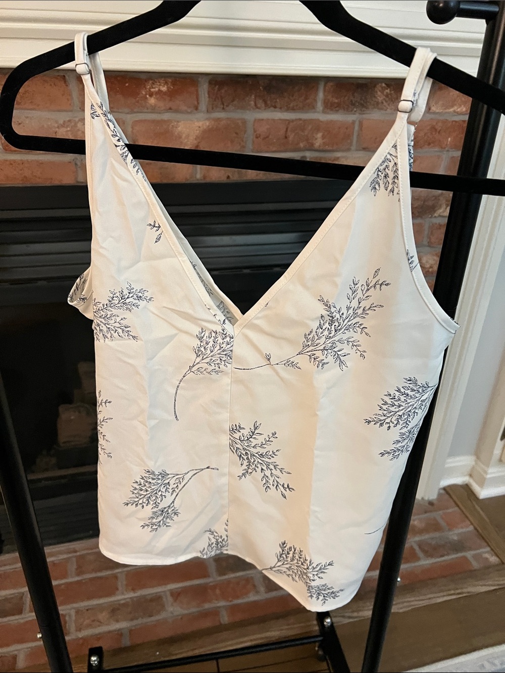 LOFT White Camisole with Blue Floral Print